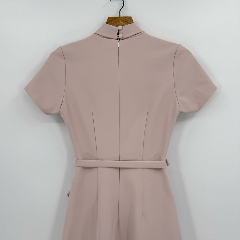 White Plan Helly Drap Pink A-Line Dress Belted Pocket Twist Front Size S - Picture 9 of 13